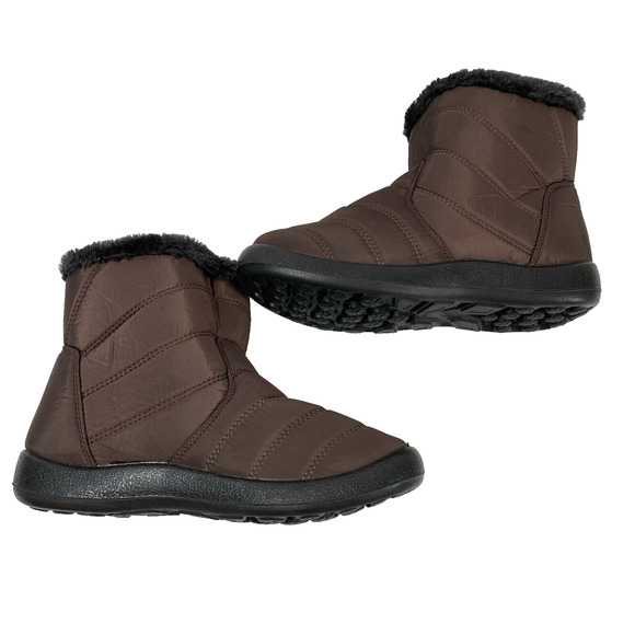 AB Snow Boots Womens Sz 10.5 EU 41 Brown Ankle Faux Fur Waterproof Flat Gorpcore - Picture 4 of 13